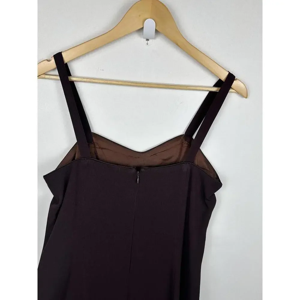 Vintage 90s Karen Laurence Brown Maxi Minimalist Gown SIZE M - Picture 4 of 6